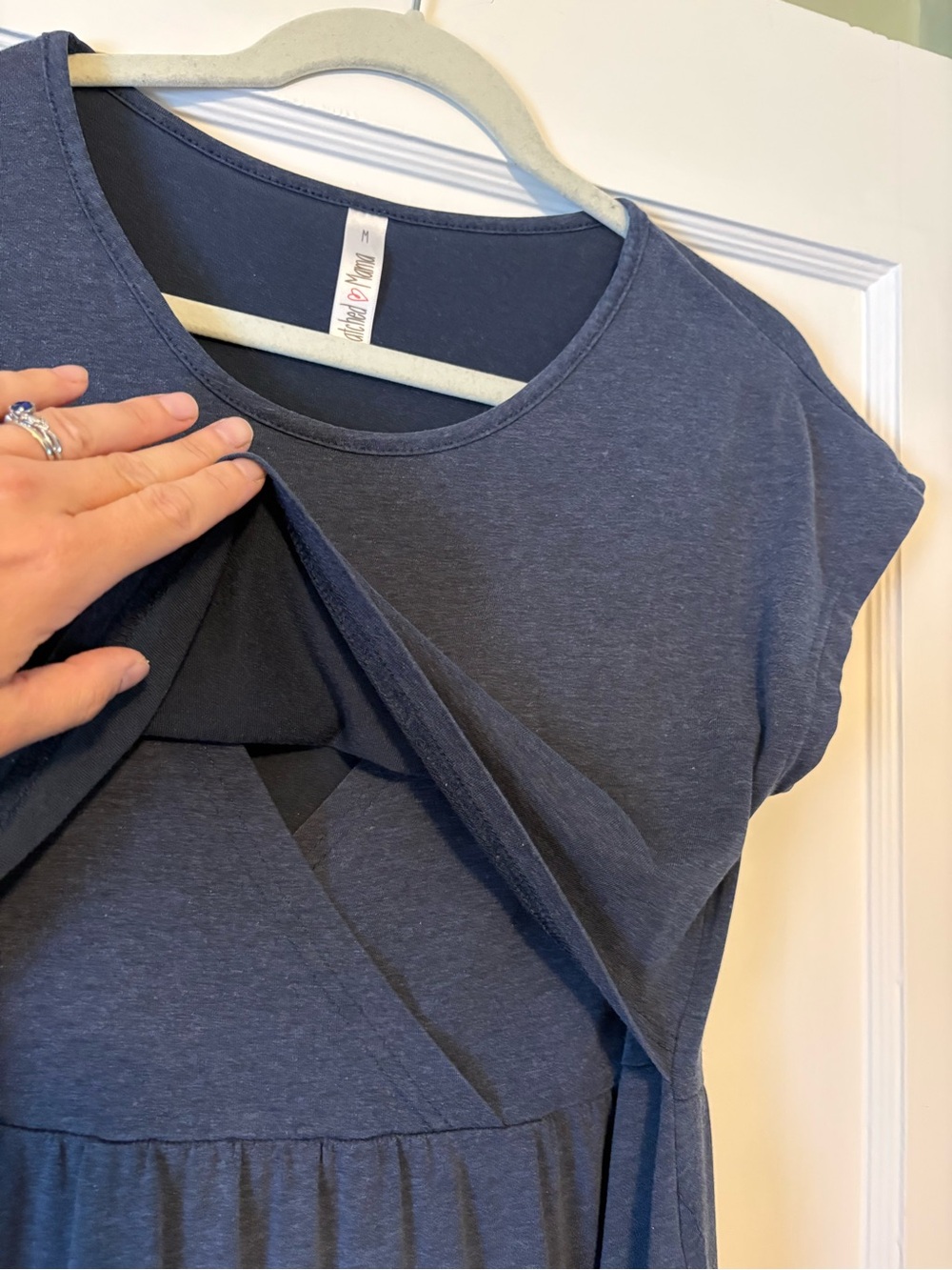 Latched Mama navy blue nursing maxi dress